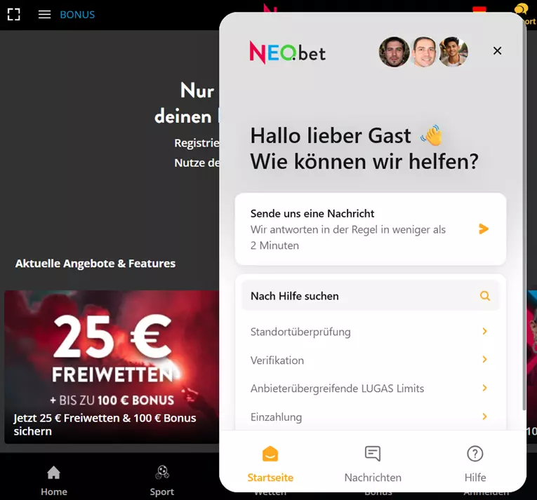 NEO.bet Störung